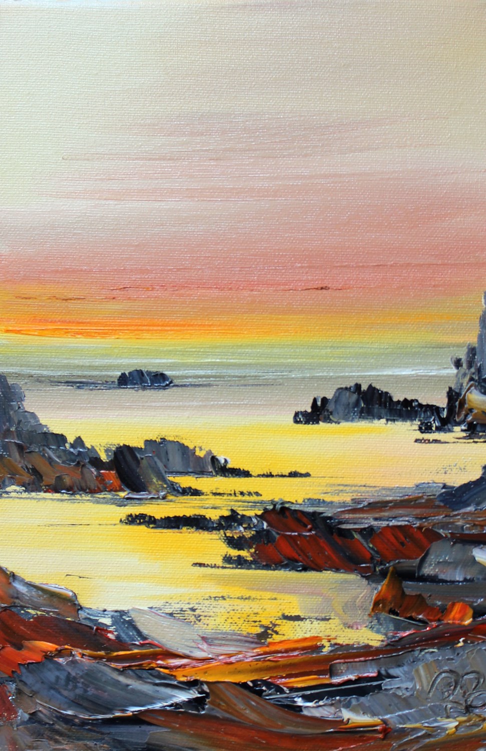'Clambering over the rocks at sunset' by artist Rosanne Barr